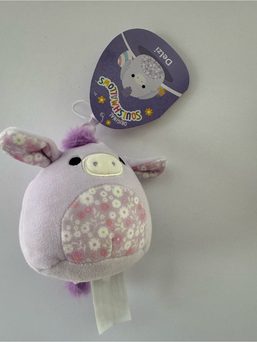 Squishmallows Delzi the Donkey 3.5-inch plush clip-on NWT